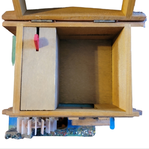 Vtg Reuge Wooden Swiss Chalet Music Jewelry Box Working Water Wheel - Picture 6 of 9